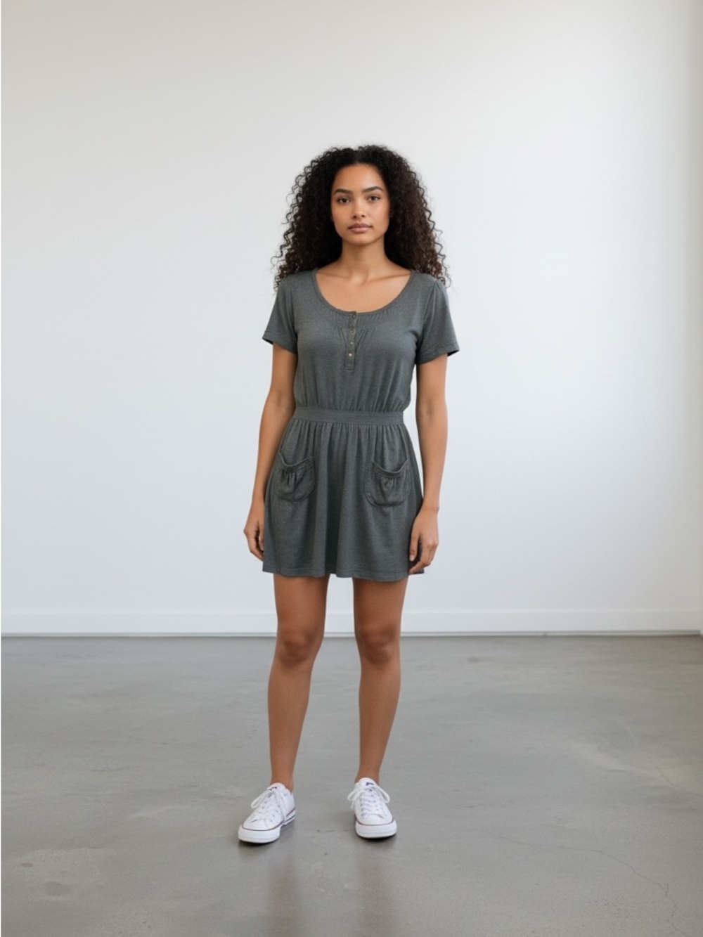 See by Chloe Heather Gray Cotton Modal Blend Mini Dress